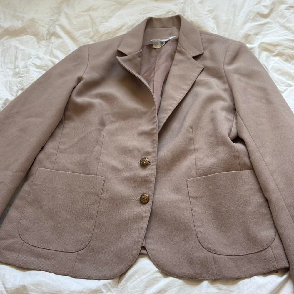 Vintage‎ beige blazer sz 14 union made elaborate buttons academia corporate